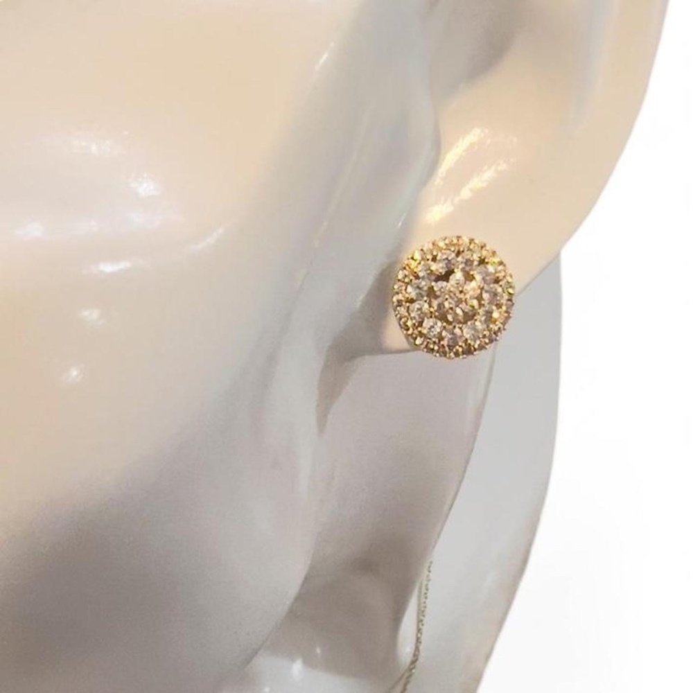 18K Gold Plated Pave Round Stud Earrings - NWOT